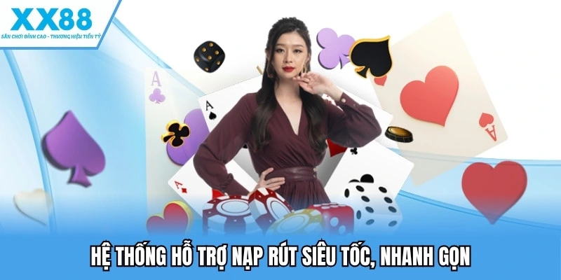 Casino XX88 4 Hệ thống hỗ trợ nạp rút siêu tốc, nhanh gọn
